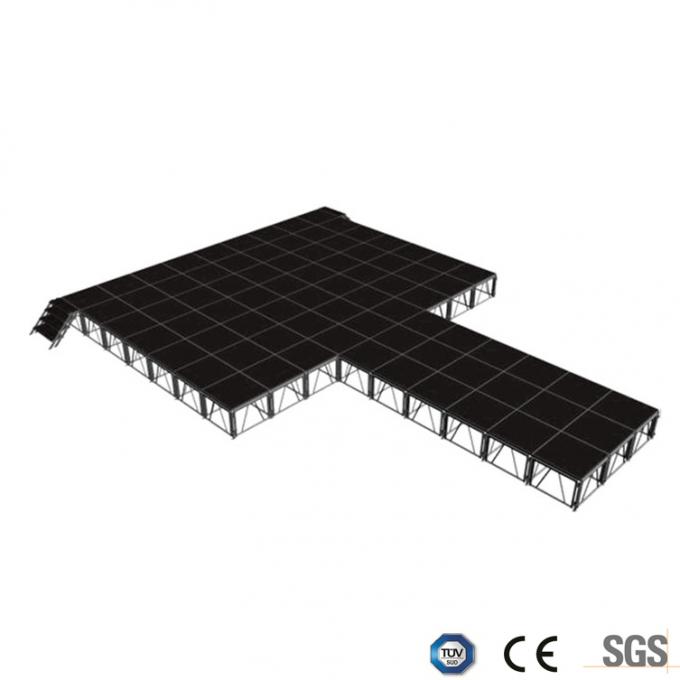 Adjustable Mobile Portable Stage , Aluminum Plywood Platform Stage