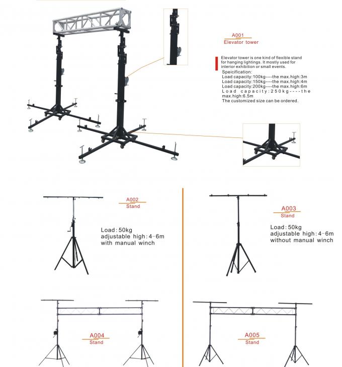 Outdoor Heavy Duty Lifting Tower / Truss Lighting Stands / Crank Stand For Party