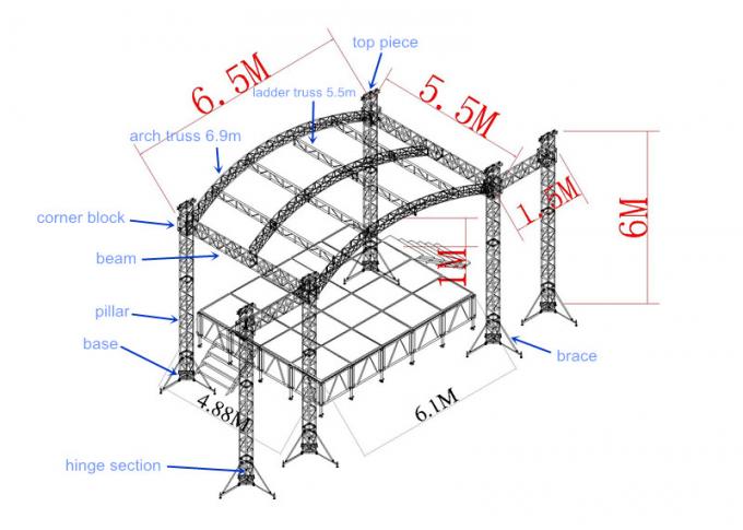 Professional 6082- T6 Aluminum Square Truss With Curved Tent Series