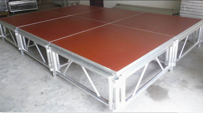 Red 3 - Level Plywood Aluminum Stage Platform With Anti - Slip Board