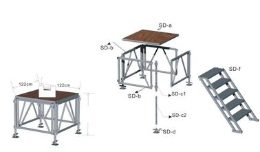 China Professional Portable Stage Platforms / Aluminum Folding Stage With 18mm Plywood supplier