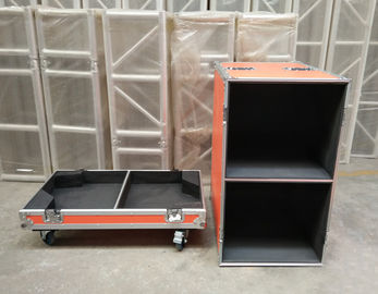 Orange Plywood Speaker Aluminum Tool Cases 2 In One With 4'' Strong PVC Wheels