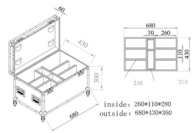 Wooden / Aluminum Tool Cases Trolley Case For Moving Head Light Case