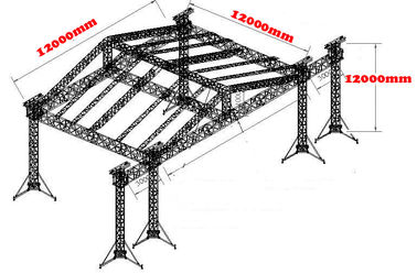 12*10*10M OEM High Loading Aluminum Stage Roofing Truss Systems With TUV and SGS