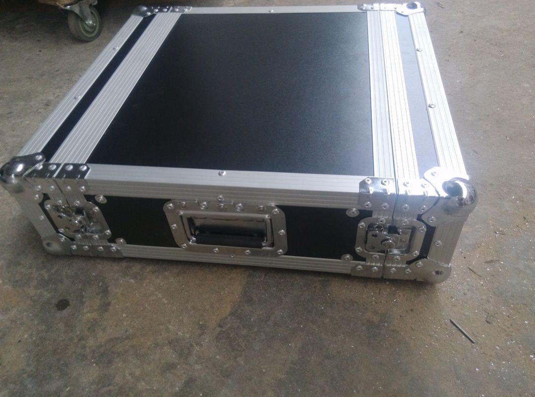 Black Color 2 U Rack case , 2 U Flight Case With 9 MM Thickness Plywood Road Case