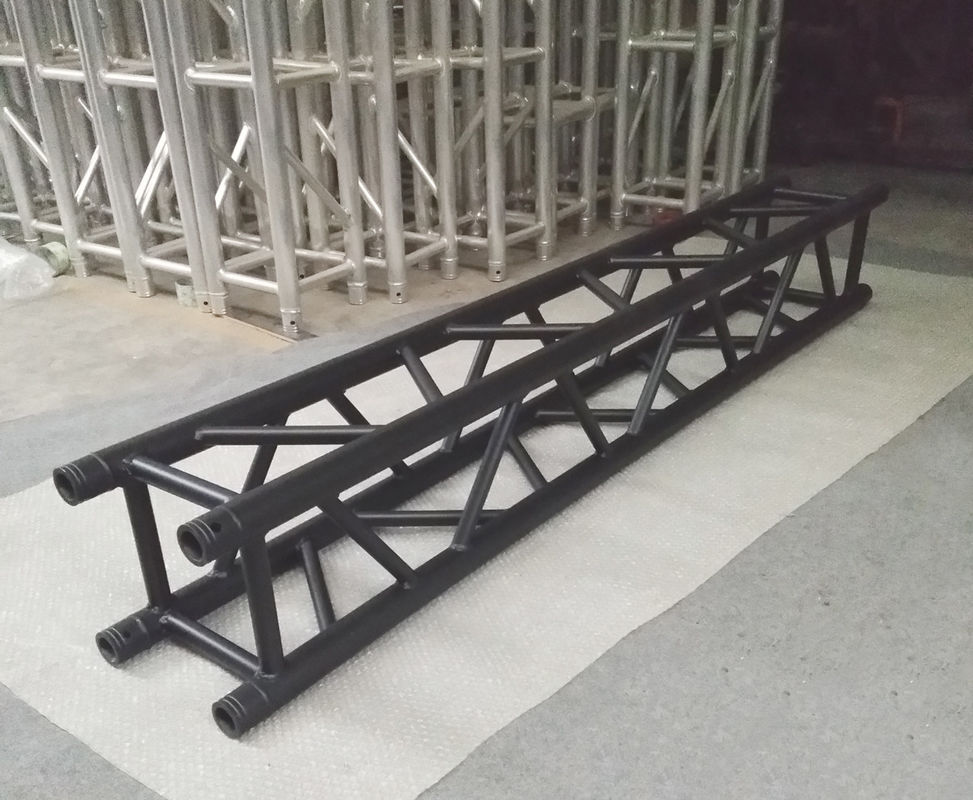 Indoor Stage Lighting Truss , 4 Sides Brace Tube 290 * 290mm Black Aluminum Spigot Truss