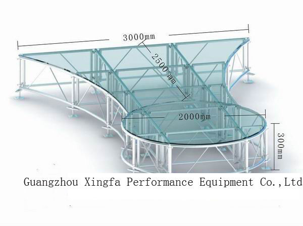 Customized Clear Anti-slip Acrylic Glass Stage Platformas Waterproof
