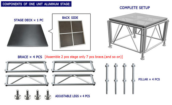 High Loading And Light Weight  1.22 x 1.2 2M Portable Anti-Slip Waterproof  Stage Platforms With Different  Height supplier