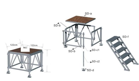 Professional Portable Stage Platforms / Aluminum Folding Stage With 18mm Plywood supplier